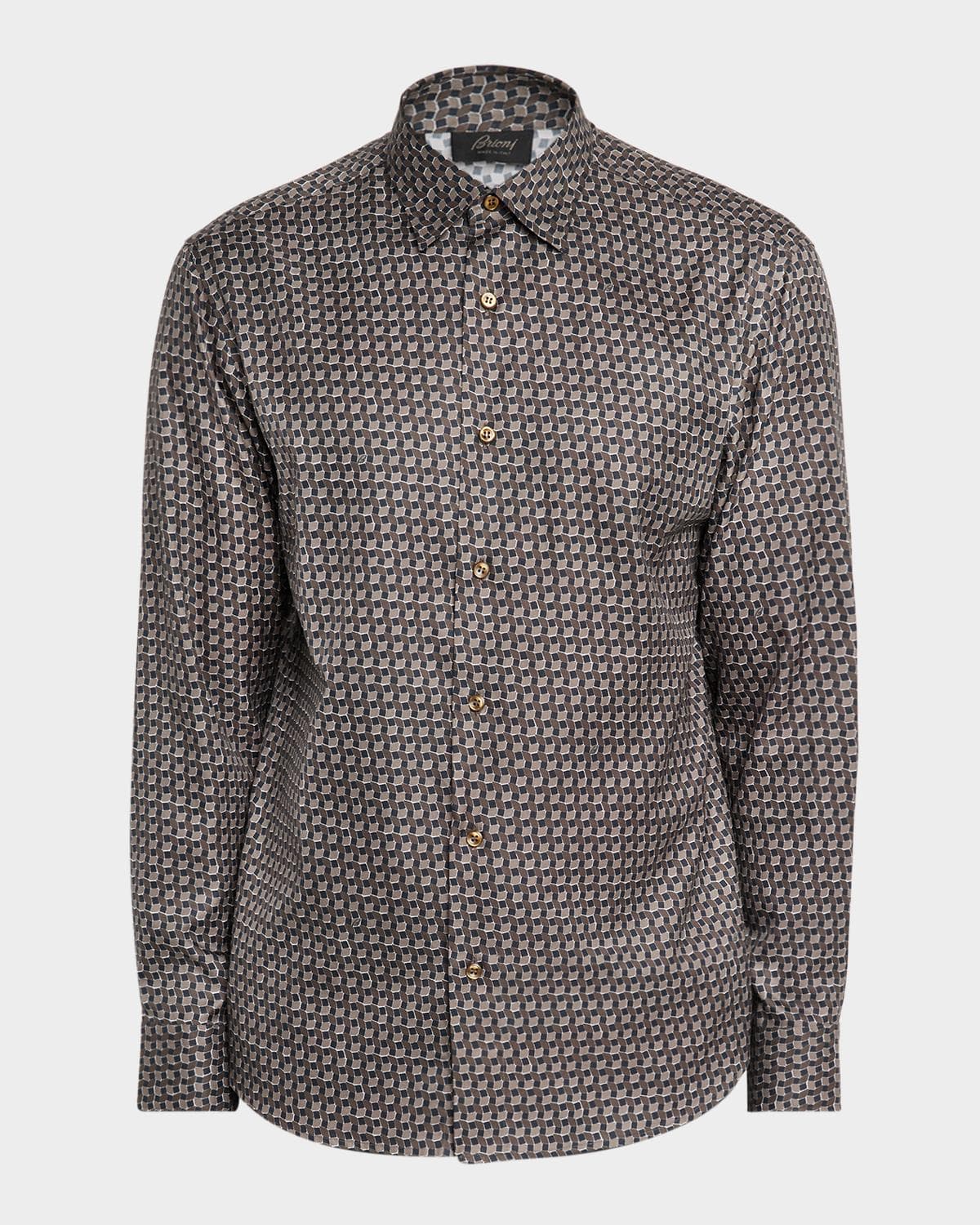 Brioni Men's Geo Print Button Down Shirt