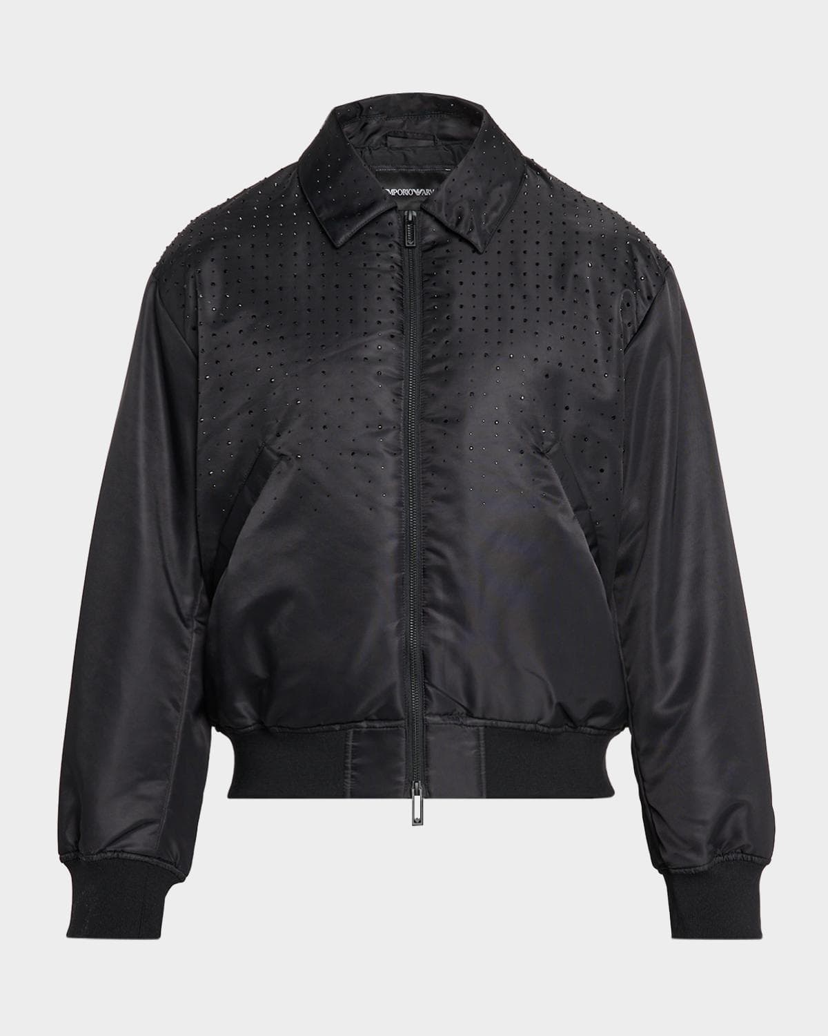Emporio Armani Men's Clubwear Capsule Rhinestone Satin Bomber Jacket