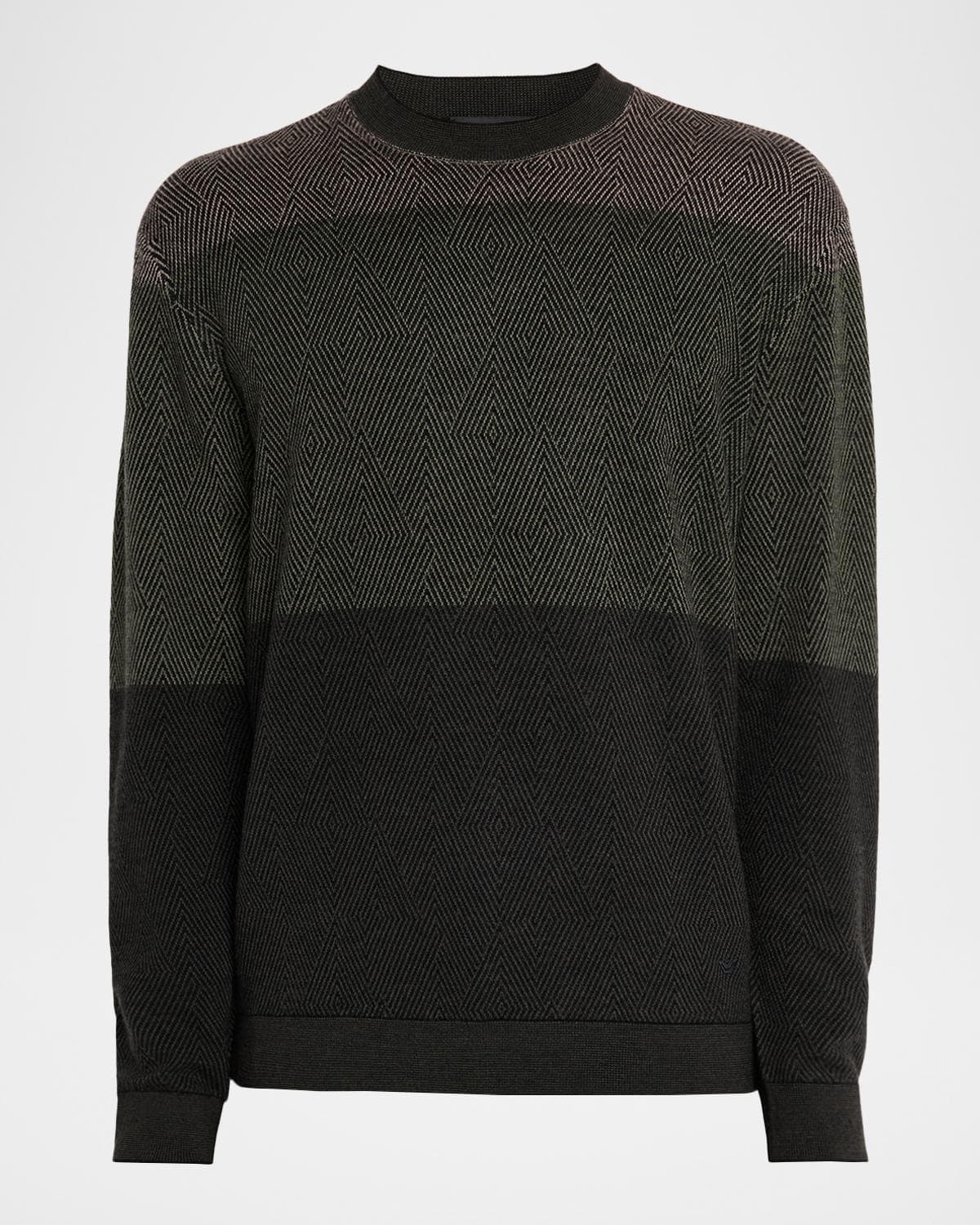 Emporio Armani Men's Colorblock Geo Knit Crewneck Sweater · LARGE