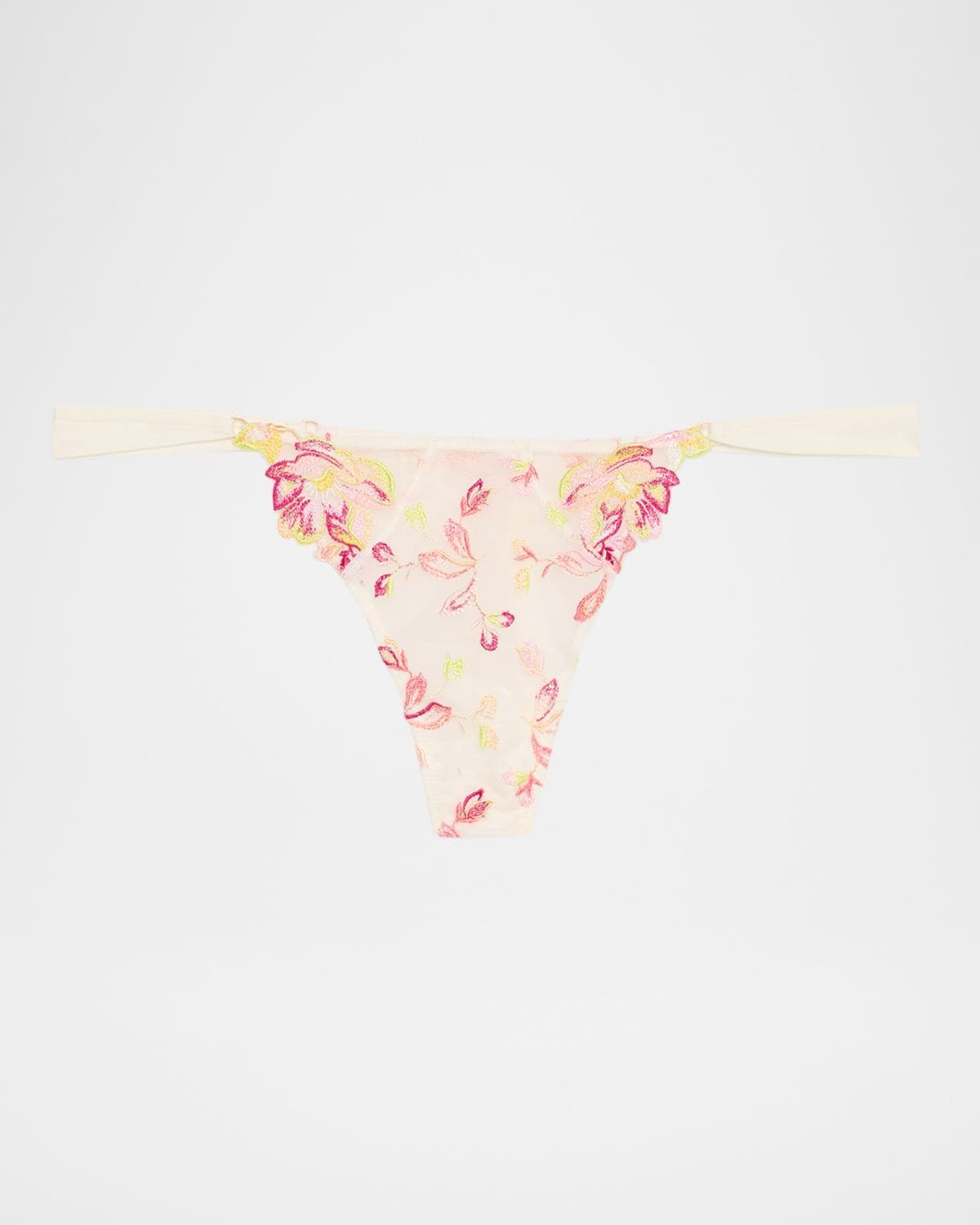 Lise Charmel Folie D 'Ete Floral-Embroidered Tulle Thong