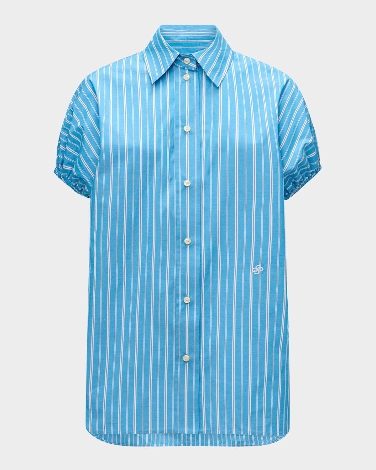 Callas Milano Lecce Puff-Sleeve Striped Cotton Shirt