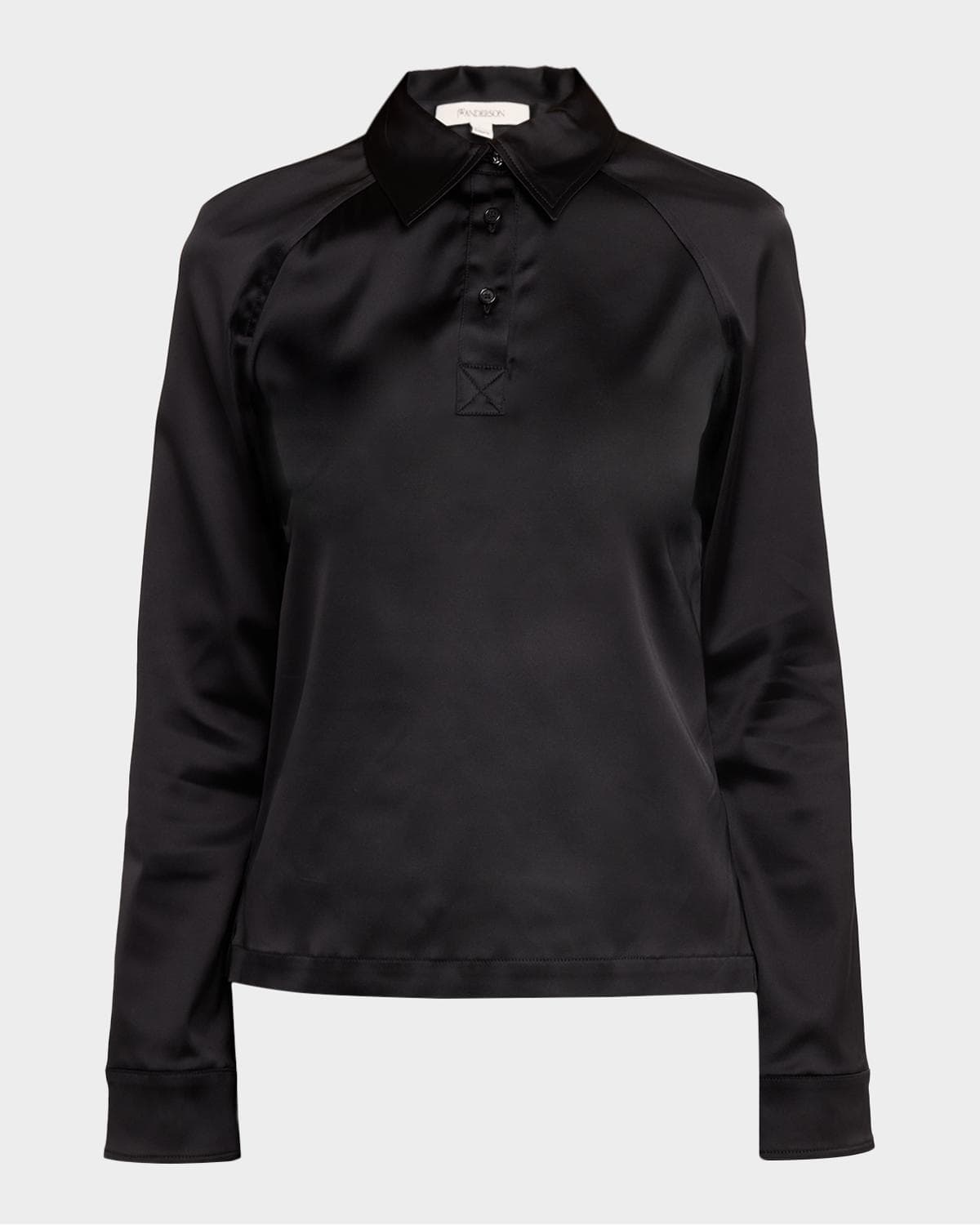 JW Anderson Satin Long-Sleeve Polo Shirt