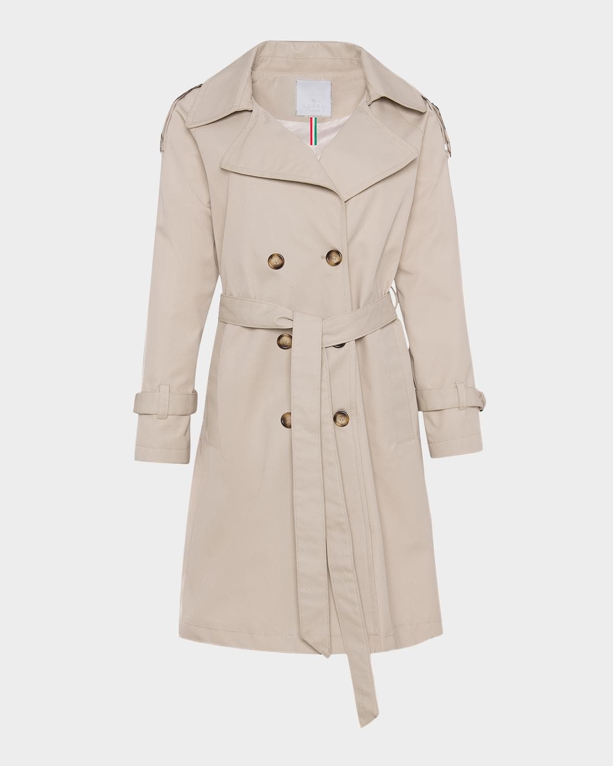 Gorski Lightweight Belted Double-Breasted Trench Coat