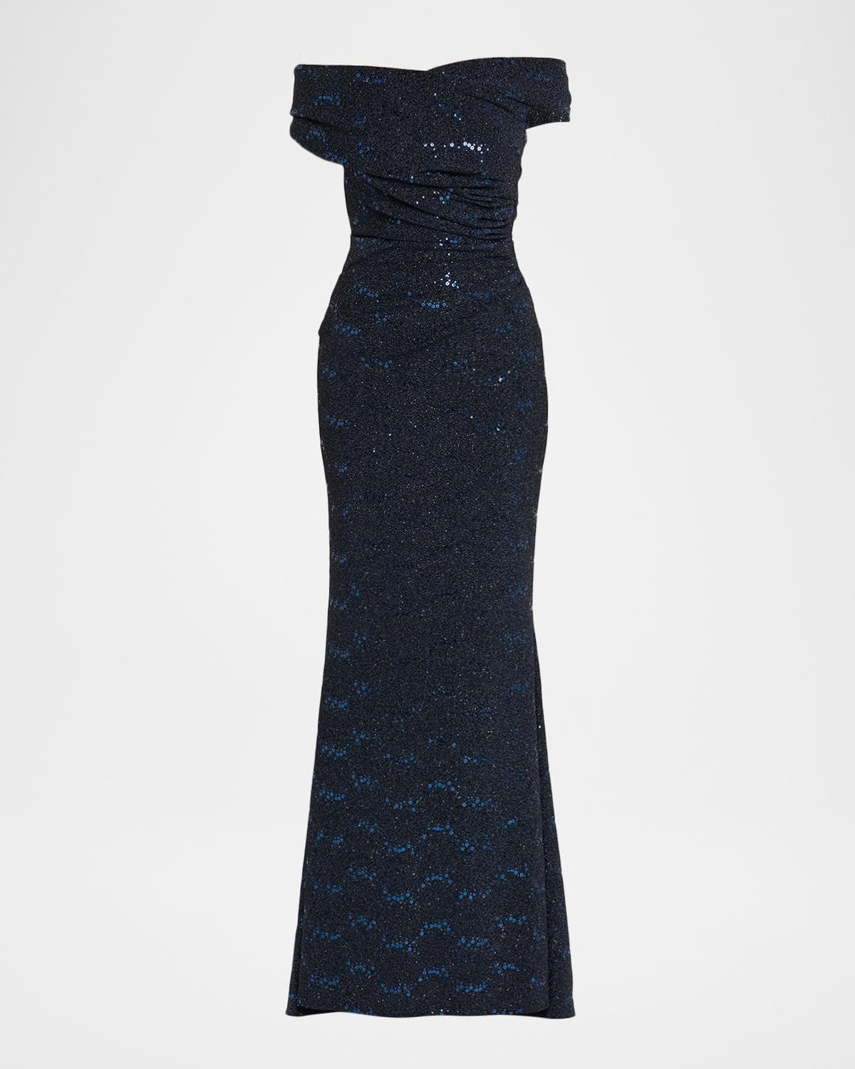 Talbot Runhof Stardust Jersey Off-The-Shoulder Gown