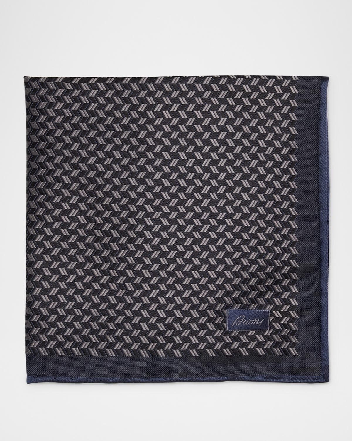 Brioni Men's Jacquard Chevron Silk Pocket Square