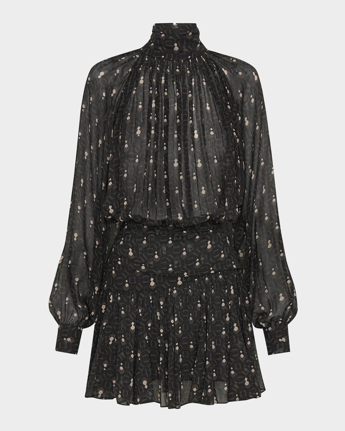 NICHOLAS Cecile Ruched Turtleneck Viscose Mini Dress