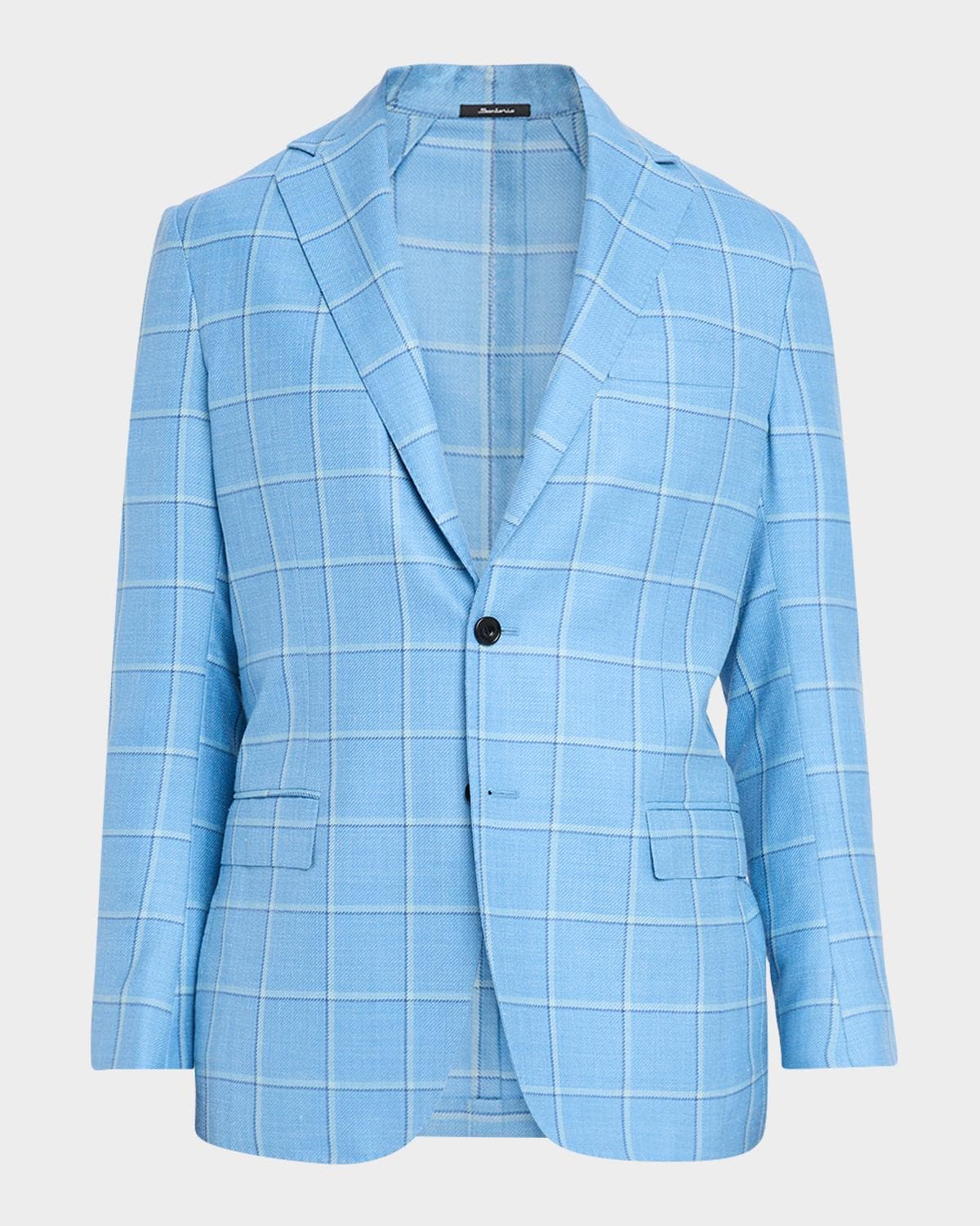Sartorio Men's Light Blue Large Windowpane Sport Coat