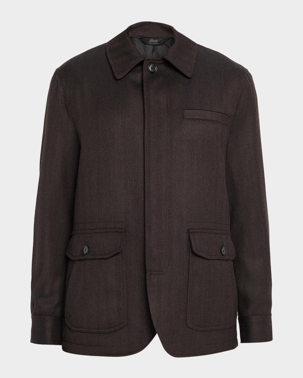 Brioni Men's Super 180's Wool Herringbone Chore Jacket