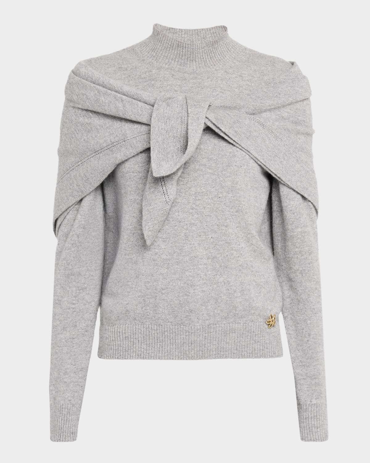 Oscar de la Renta Mockneck Cashmere Knit Scarf Sweater
