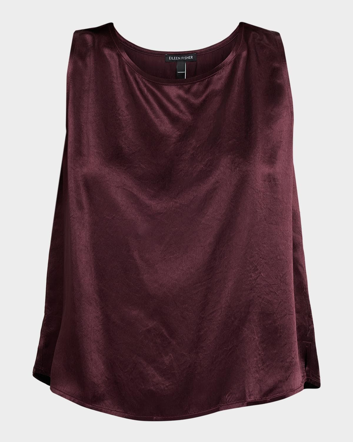 Eileen Fisher Scoop-Neck Textured Satin Tank Top