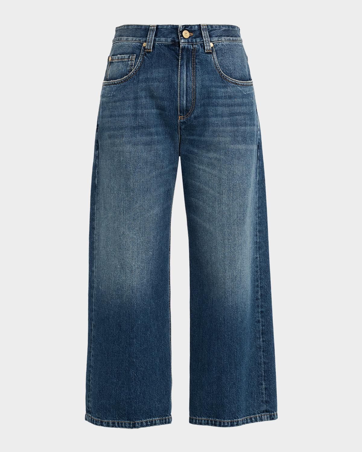 Brunello Cucinelli Authentic Denim Wide-Leg Ankle Jeans
