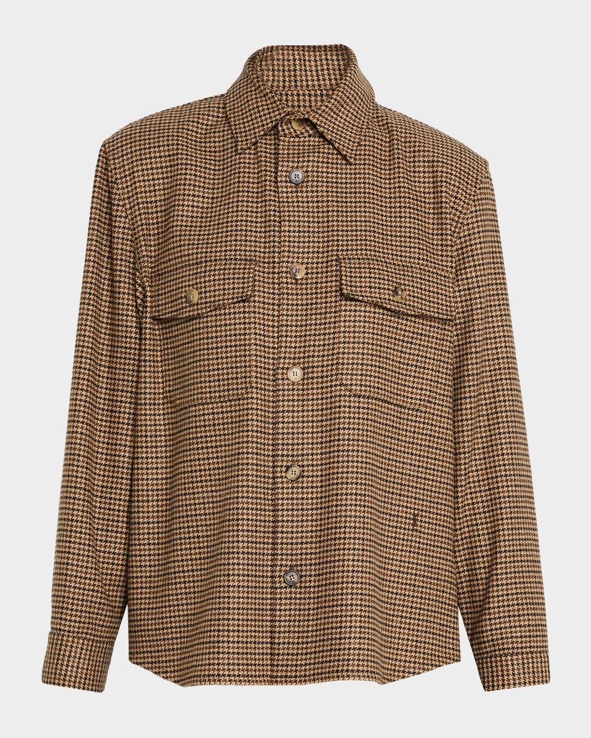 Saint Laurent Houndstooth Wool Shirt Jacket