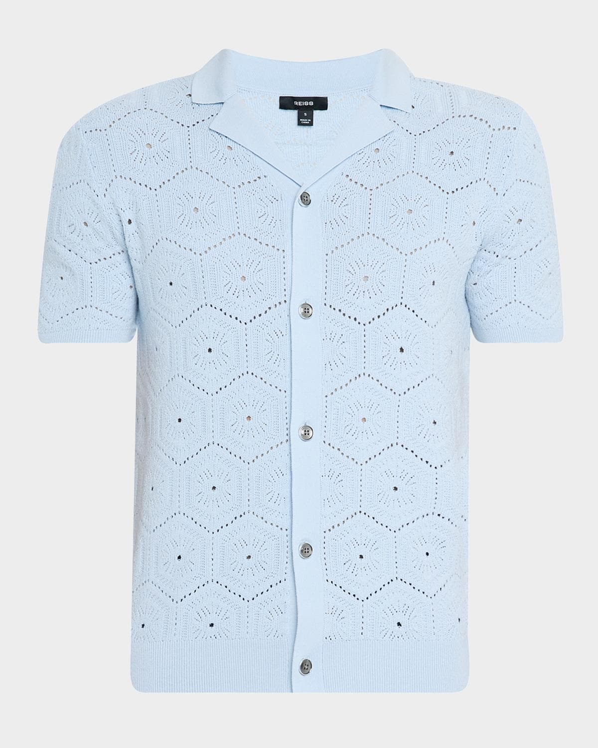 Reiss Men's Royce Geometric Crochet Camp Shirt