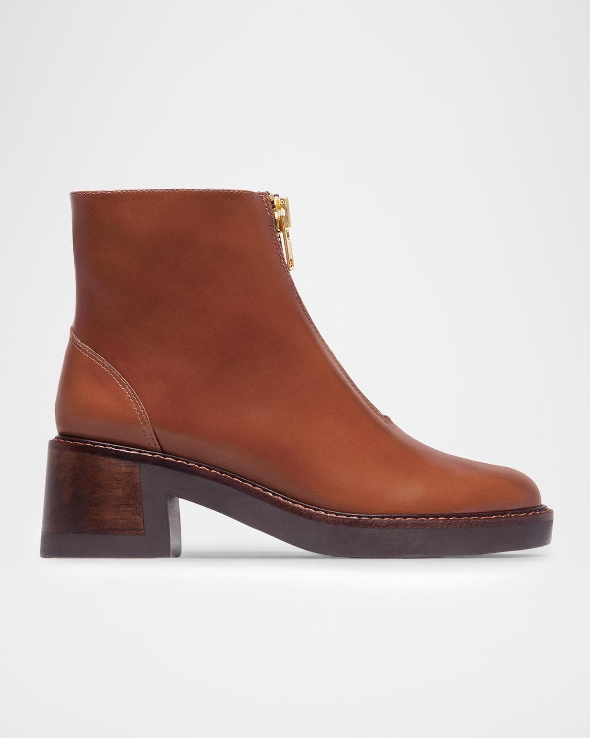 Bernardo Tess Leather Front-Zip Ankle Boots