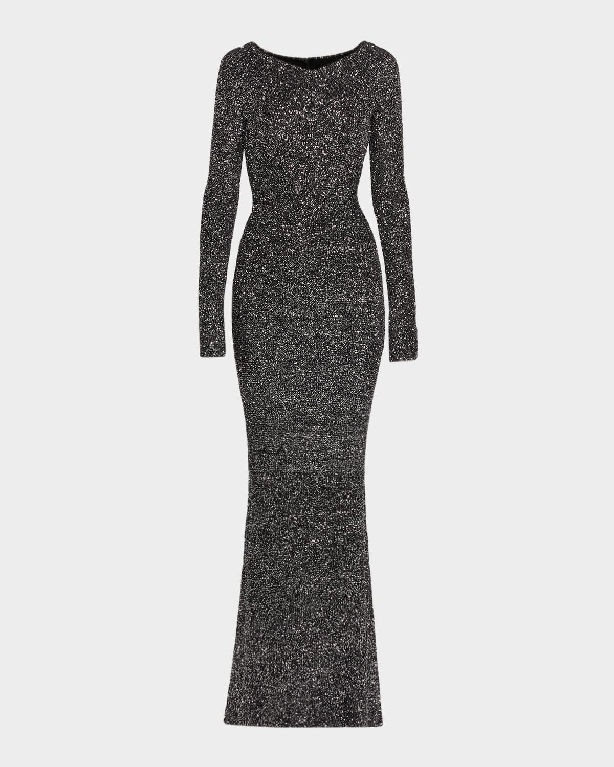 Stella McCartney Paillette Knit Off-The-Shoulder Gown · MEDIUM