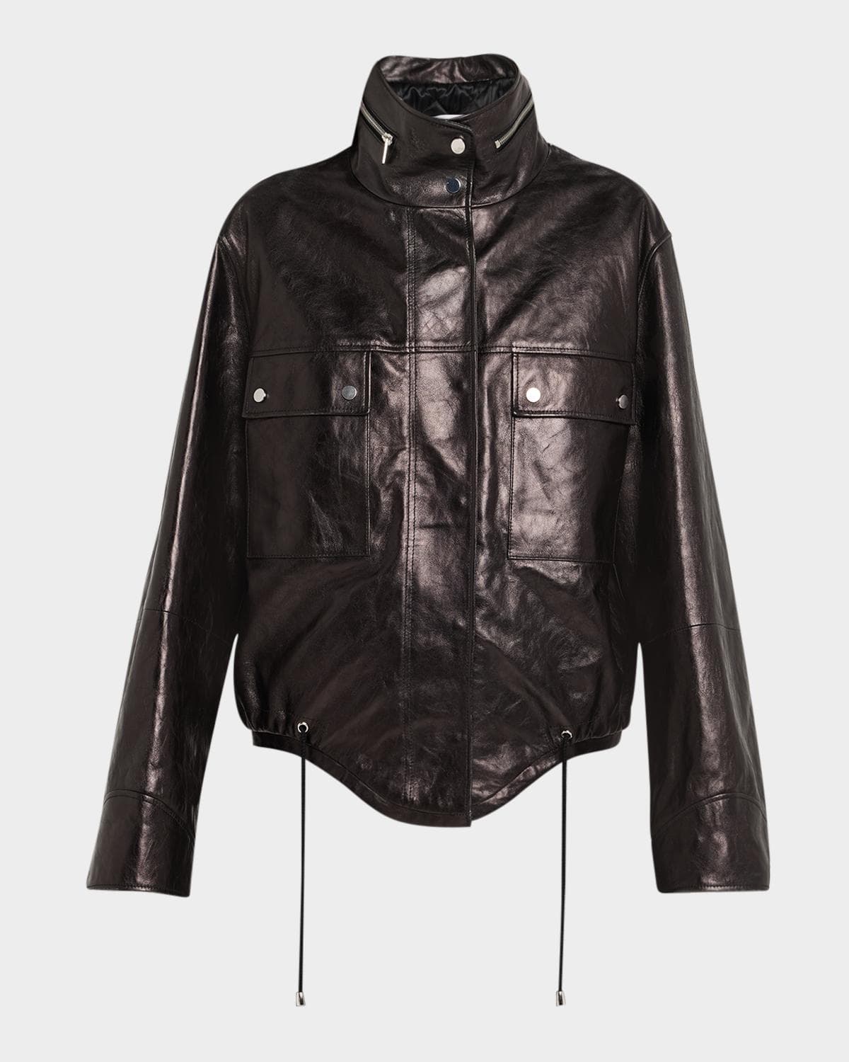 Michael Kors Collection Washed Leather Bomber Jacket · X-SMALL