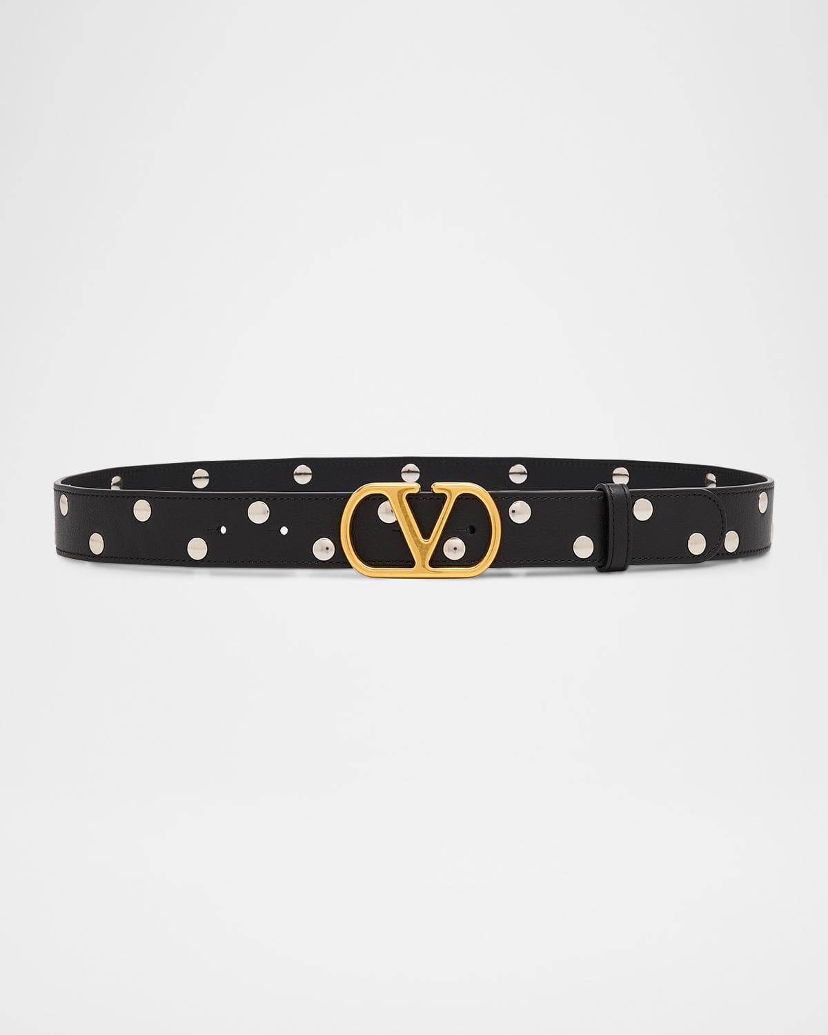 Valentino Garavani VLogo Signature Calfskin Leather Belt, 30mm