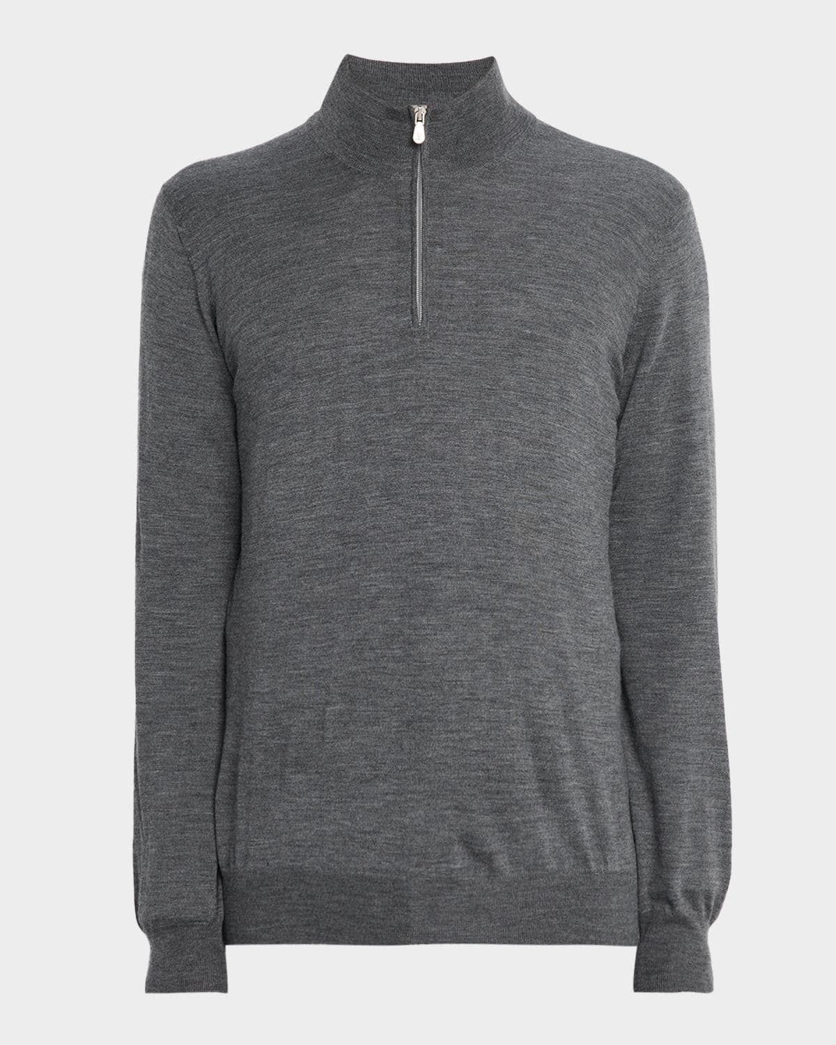 Brunello Cucinelli Men's Wool-Cashmere Half Zip Pullover Sweater