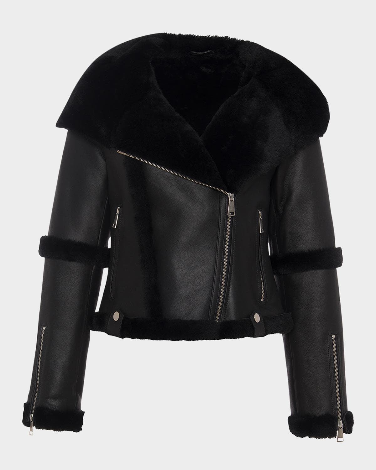Gorski Shearling Lamb Hooded Zip Jacket