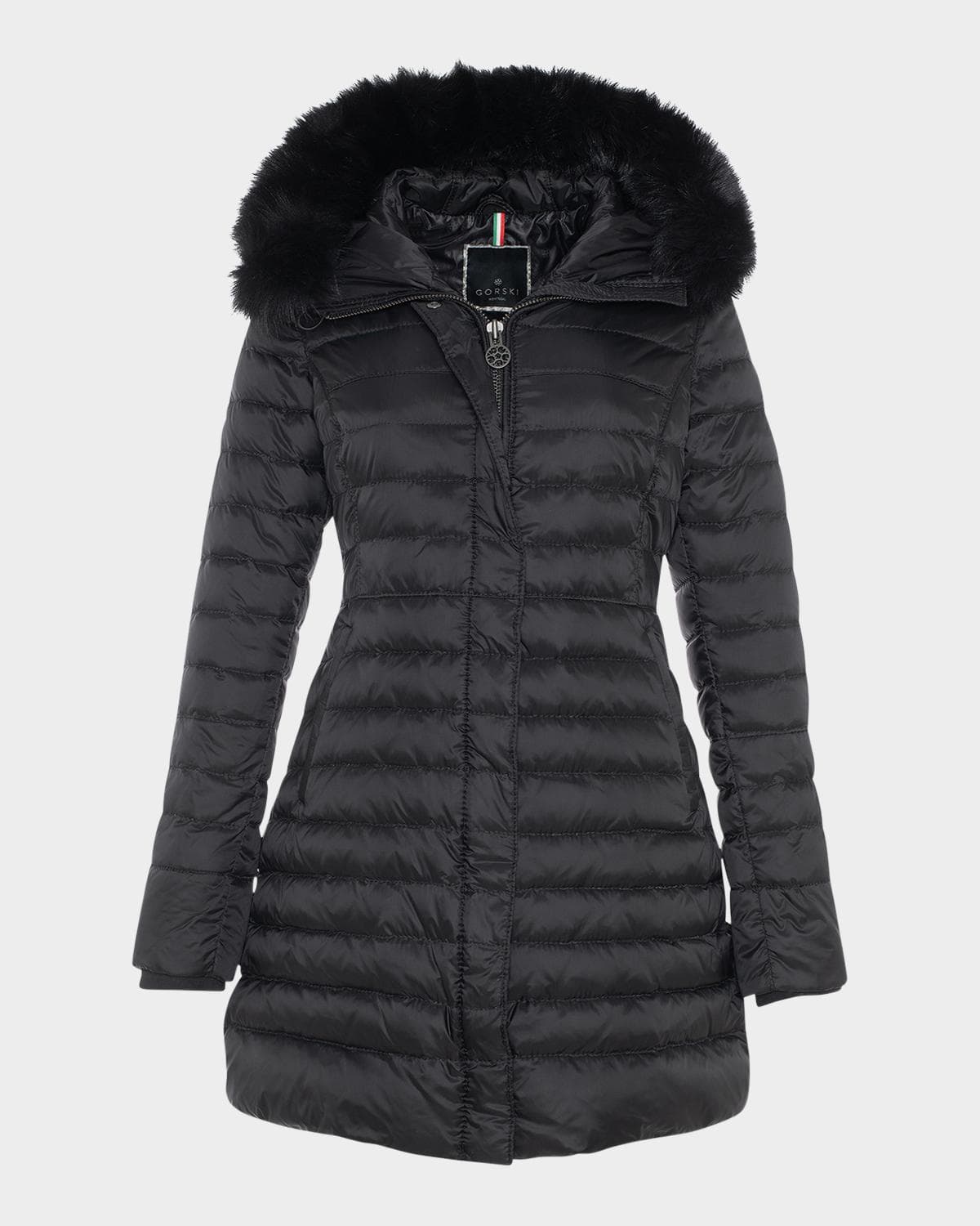 Gorski Down Apres-Ski Jacket with Detachable Toscana Lamb Hood Trim · X-LARGE