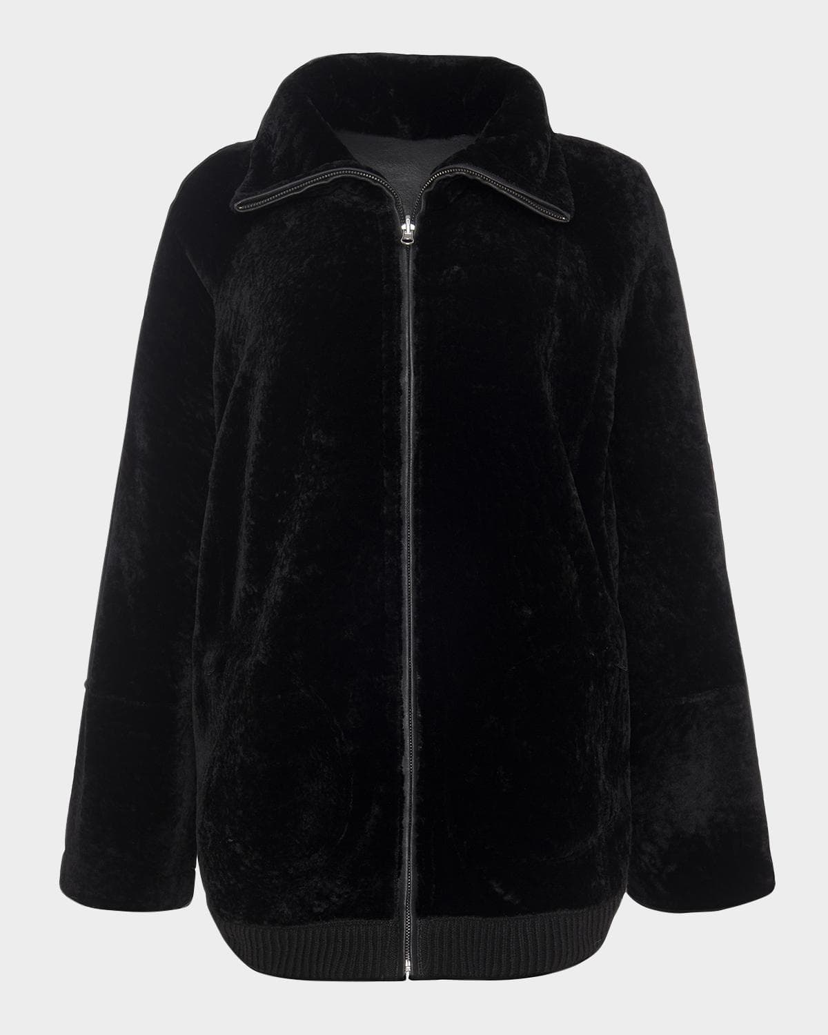 Gorski Textured Shearling Lamb Zip Jacket
