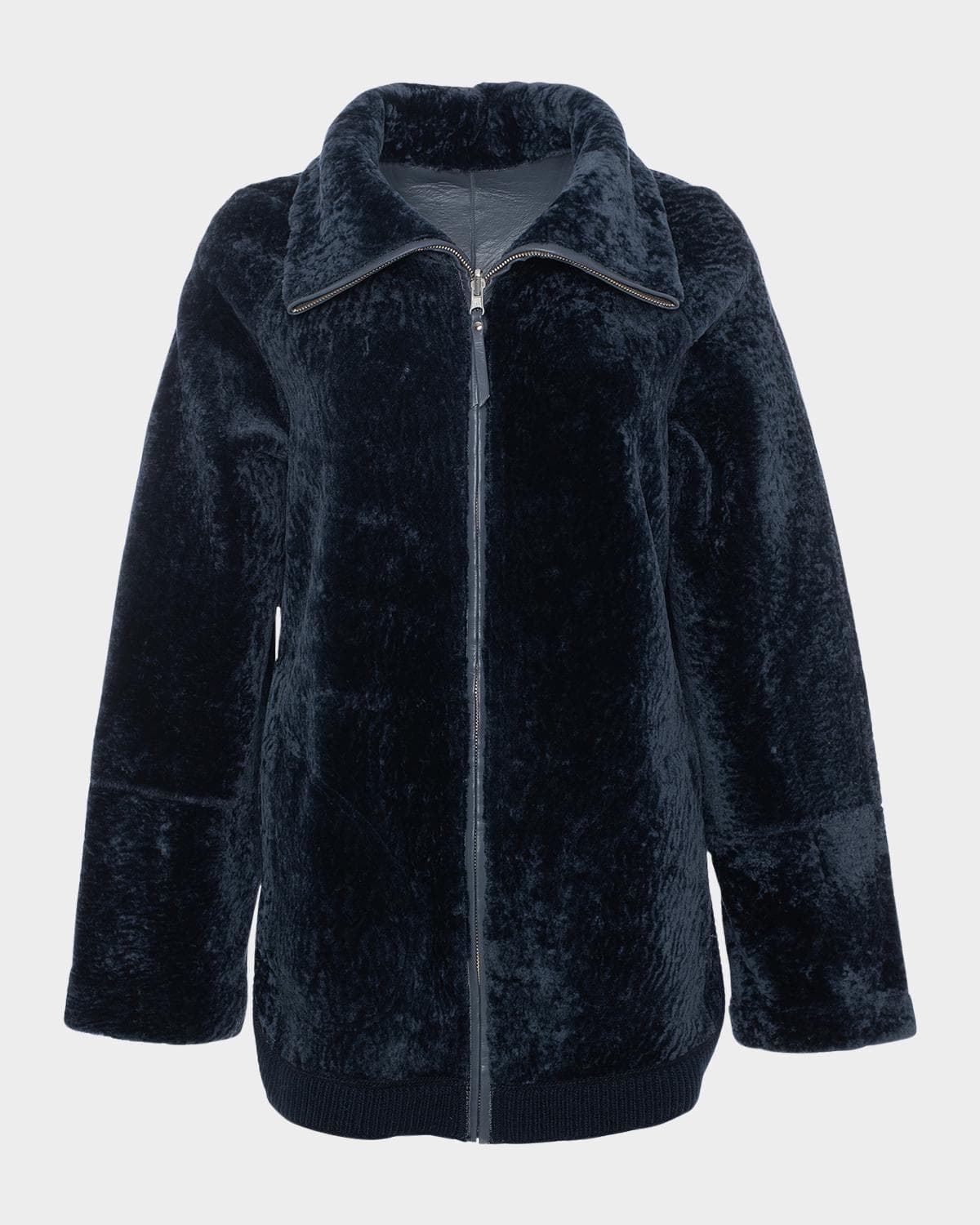 Gorski Textured Shearling Lamb Zip Jacket