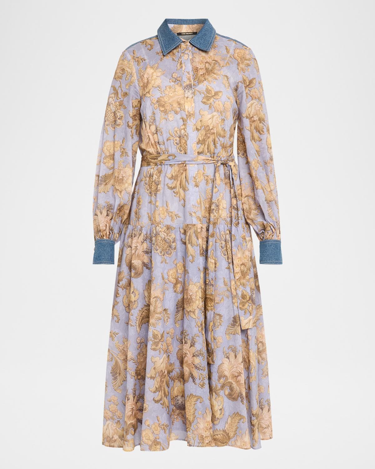 Kobi Halperin Evans Floral-Print Cotton Midi Shirtdress