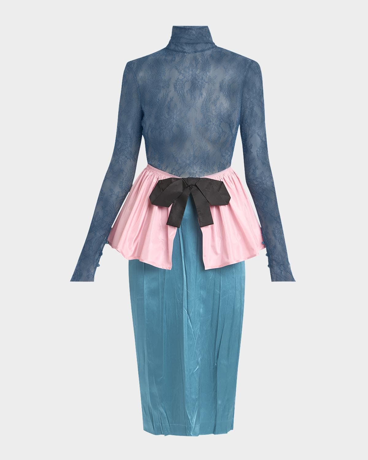 Valentino Garavani Lace Colorblock Peplum Dress
