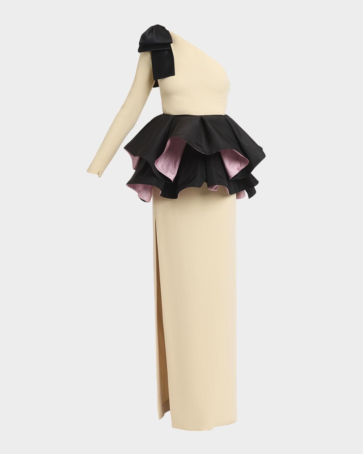 Valentino Garavani One-Shoulder Peplum Column Gown