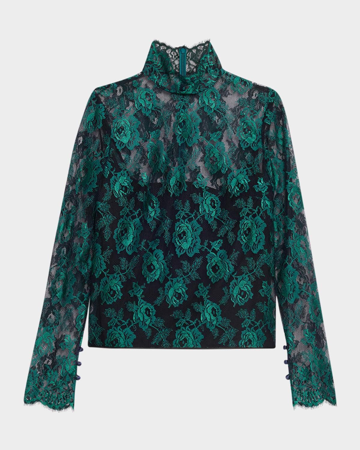 Valentino Garavani Floral Lace High-Neck Top