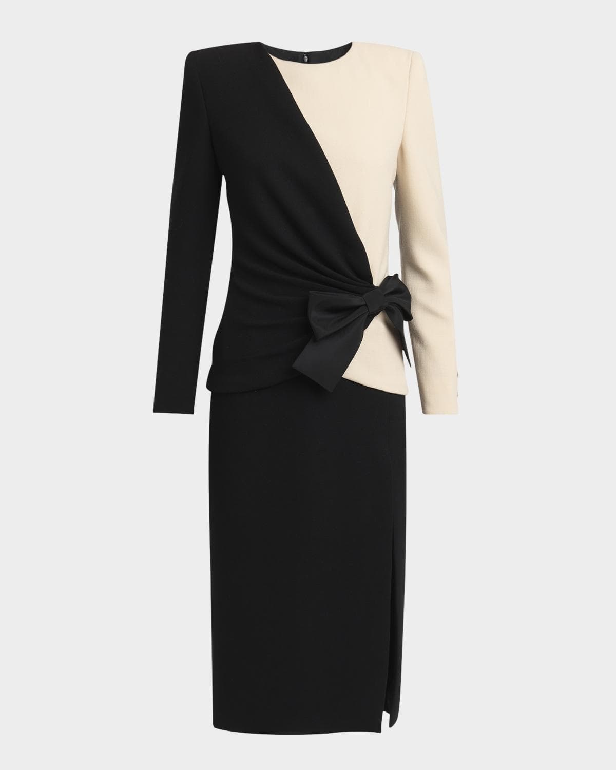 Valentino Garavani Colorblock Bow Slit Midi Dress