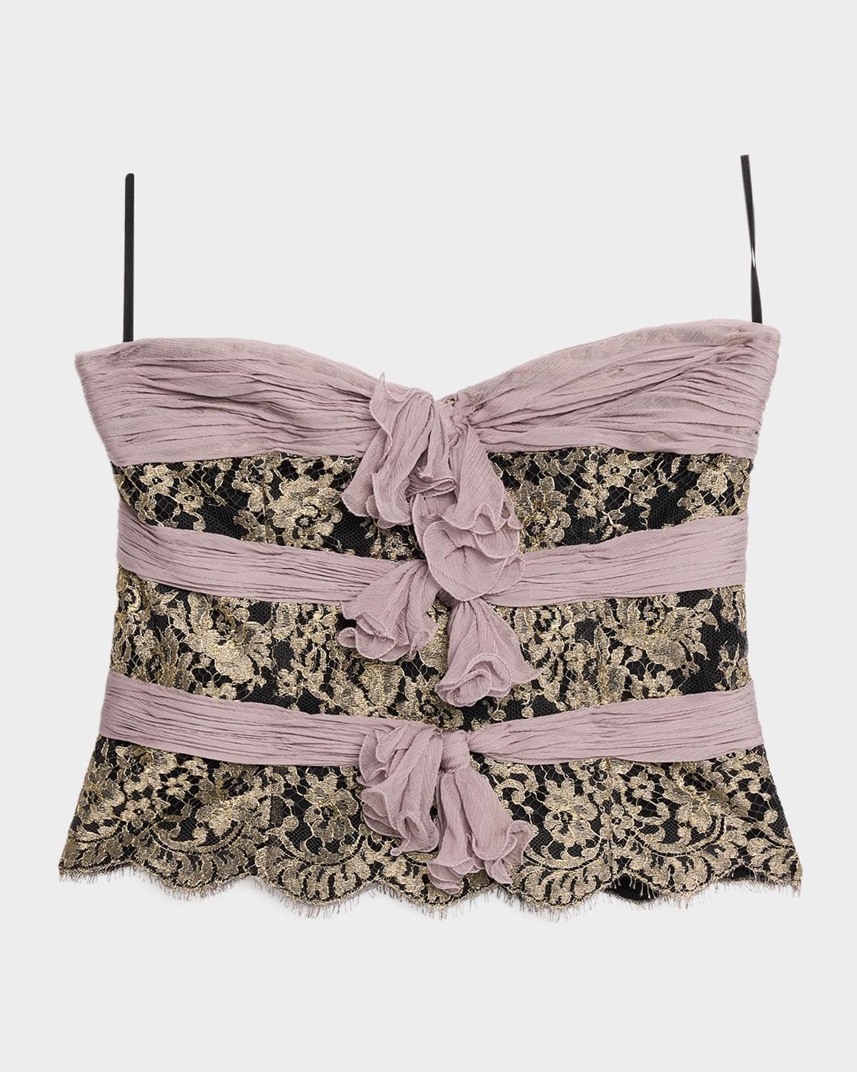 Valentino Garavani Strapless Lace Triple-Bow Top