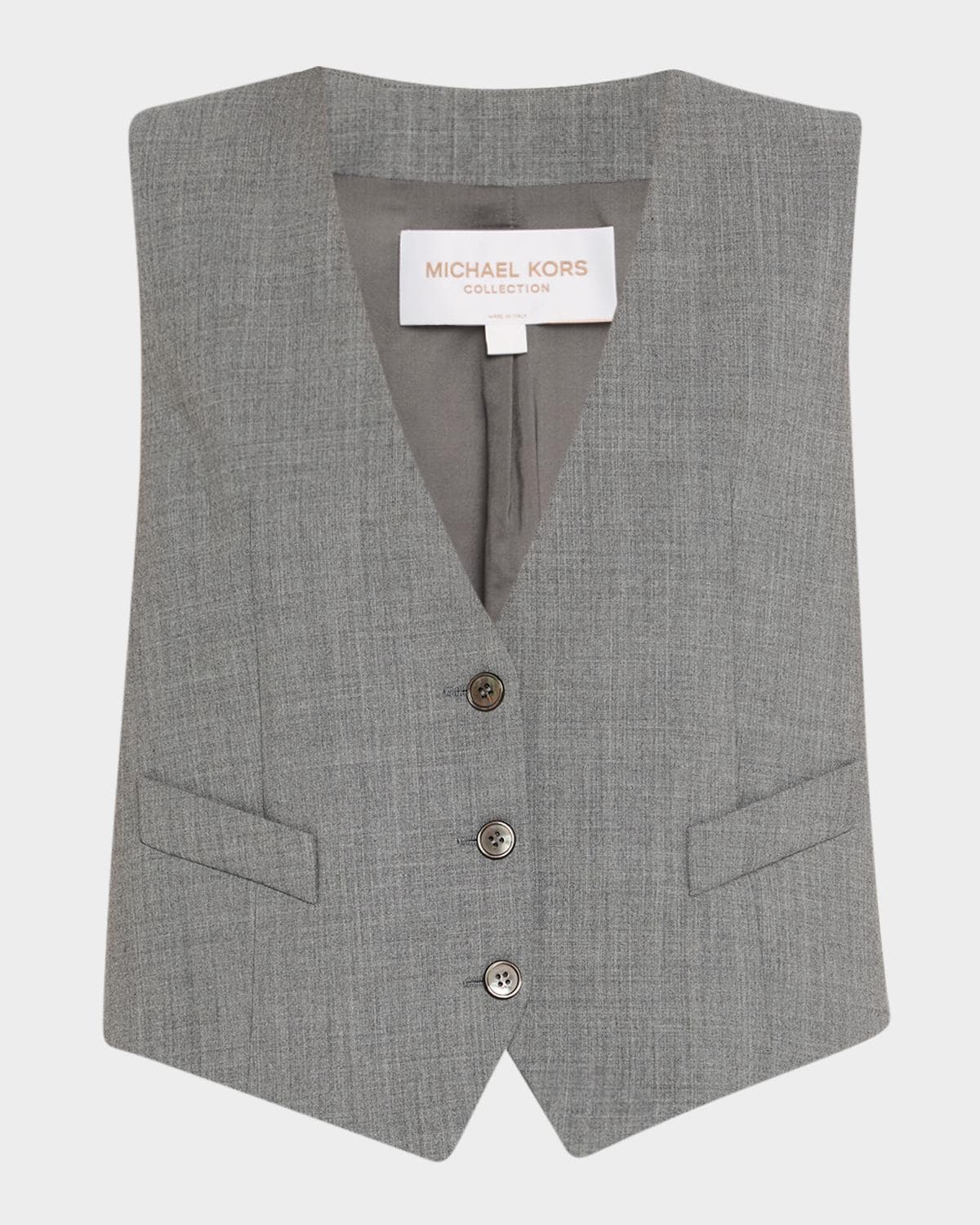 Michael Kors Collection Single-Breasted Wool-Stretch Crop Vest