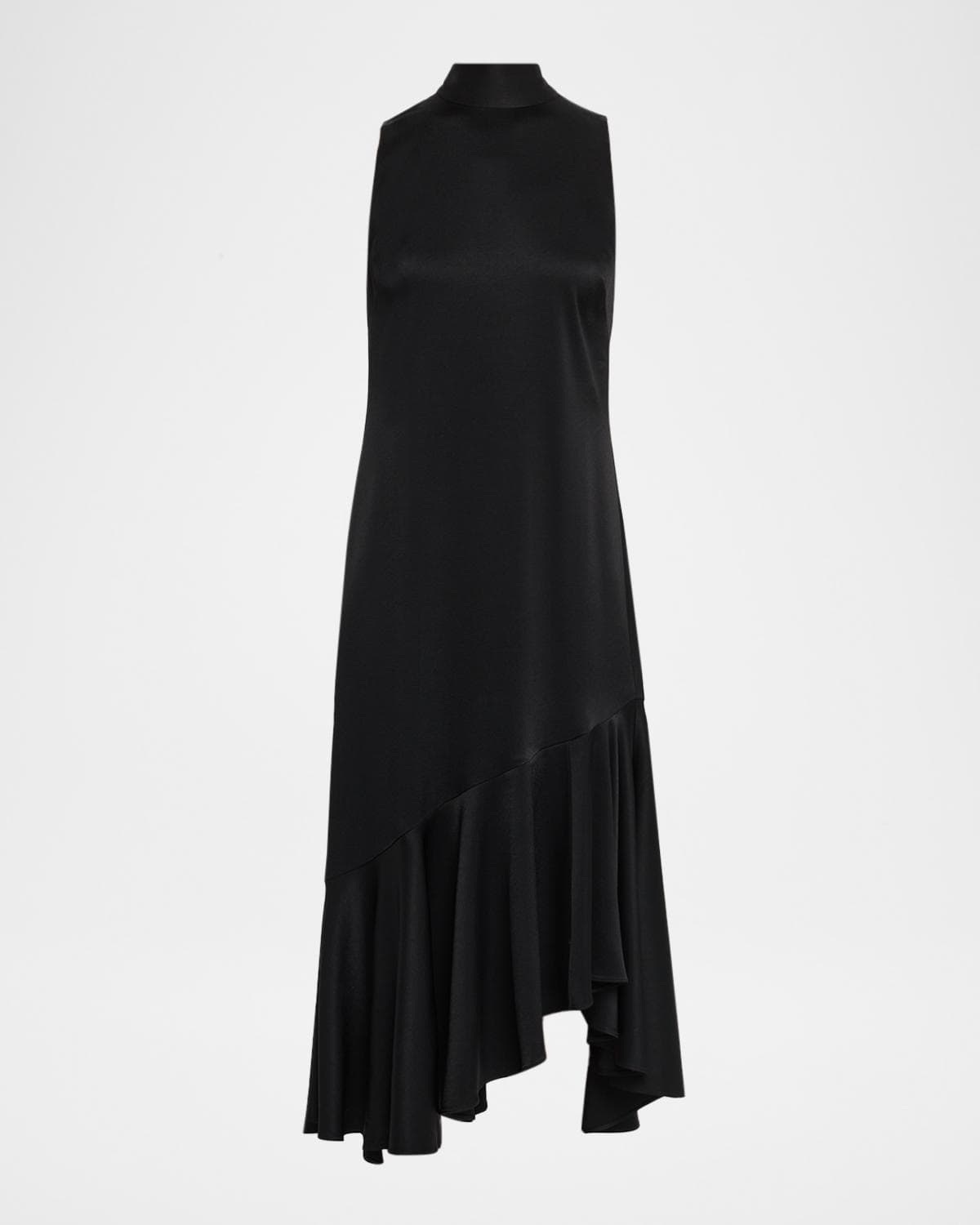 Kobi Halperin Jenkins Turtleneck High-Low Flounce Midi Dress