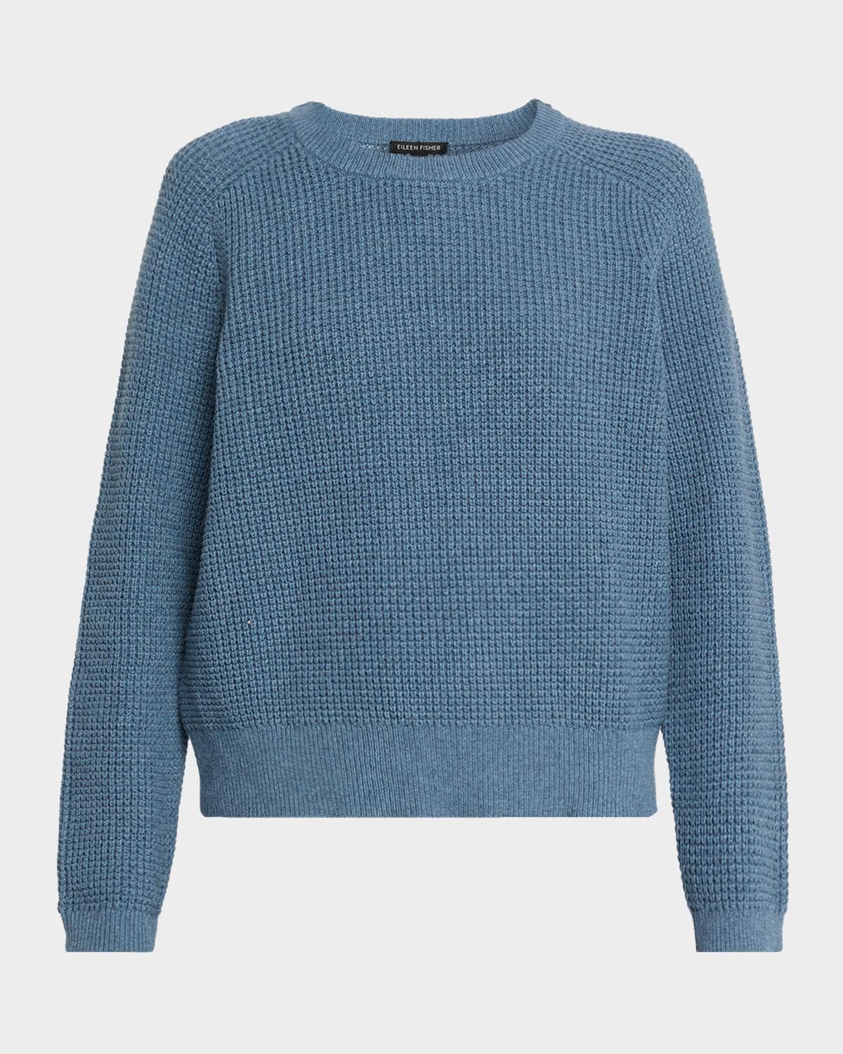 Eileen Fisher Crewneck Cotton-Cashmere Thermal Knit Top
