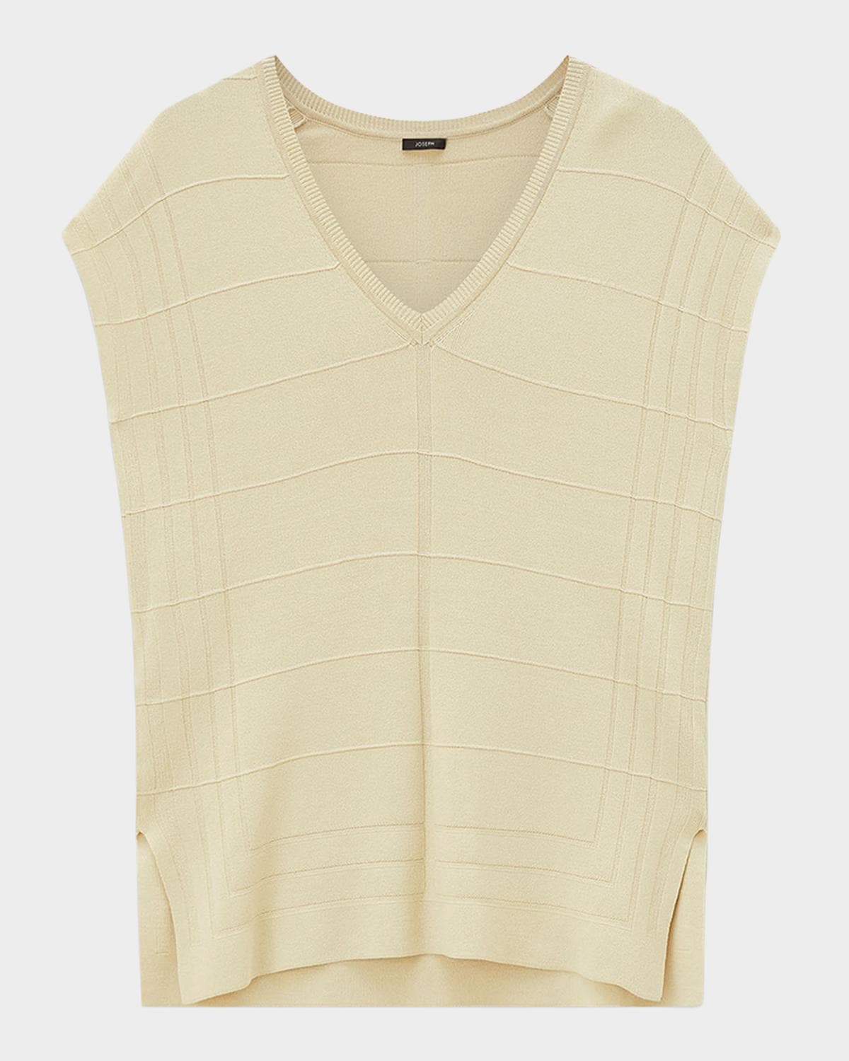 Joseph Cap-Sleeve Grid Knit Top