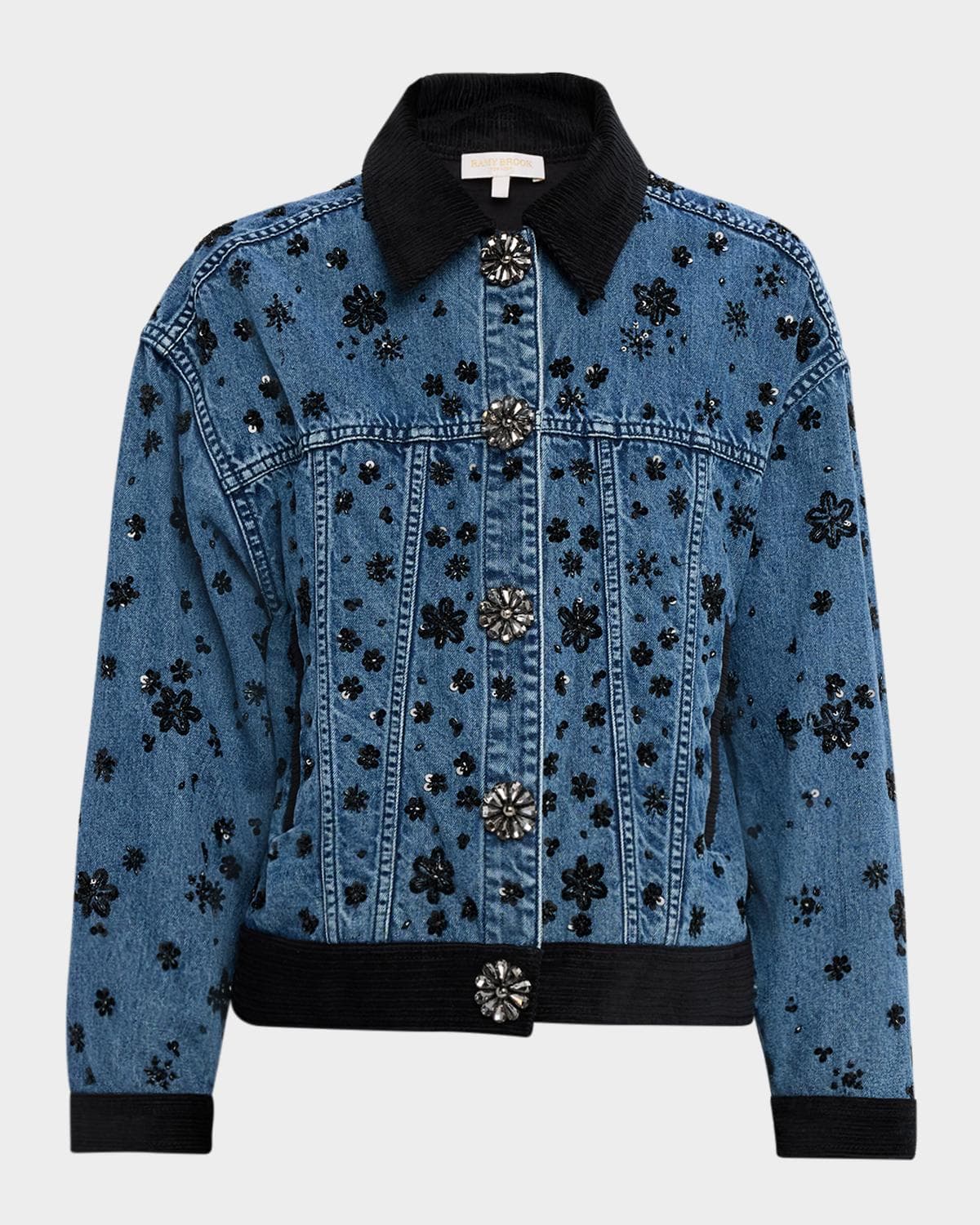 Ramy Brook Robin Embellished Denim Jacket · LARGE