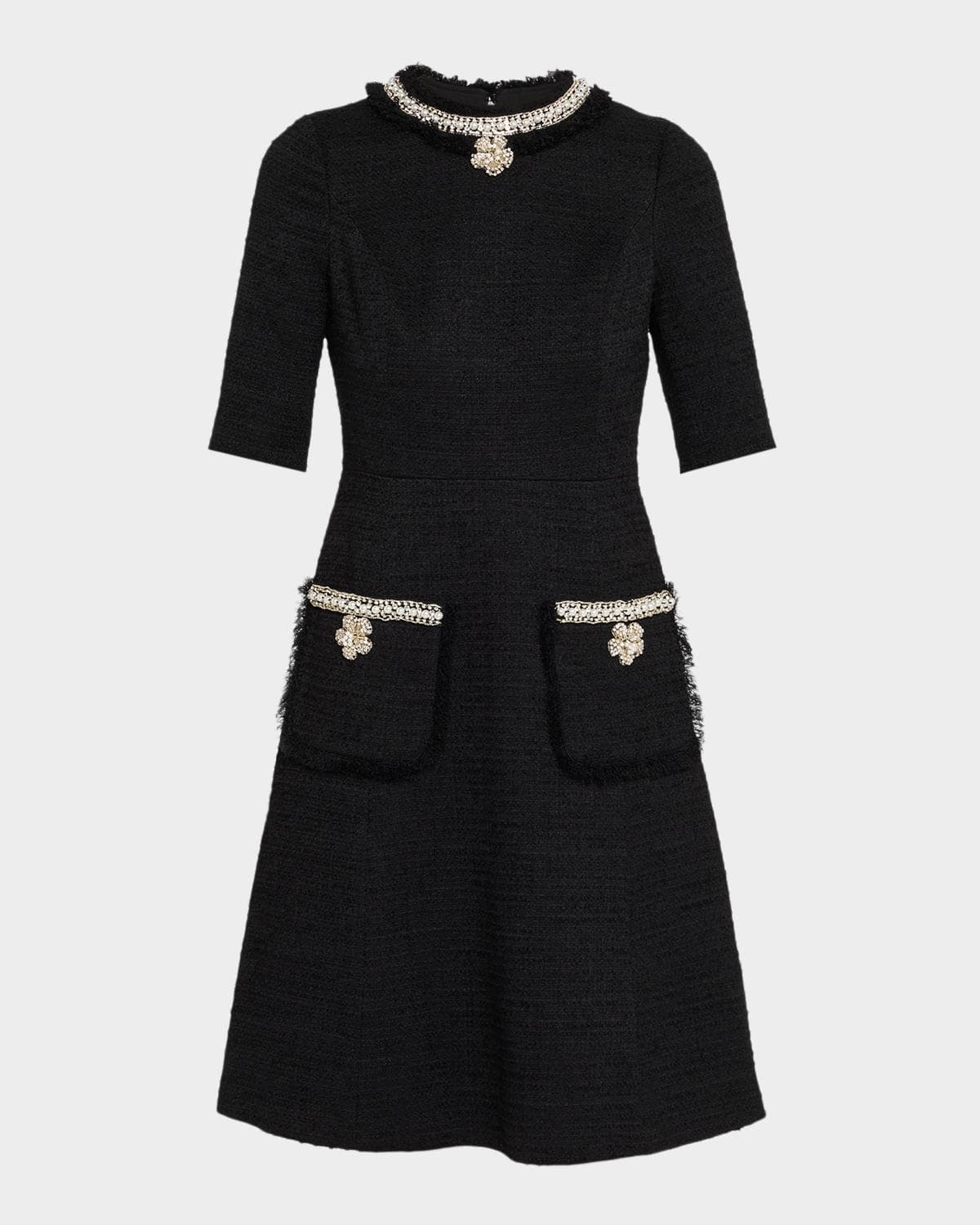 Rickie Freeman for Teri Jon Bead & Crystal-Trim Boucle Dress · 10