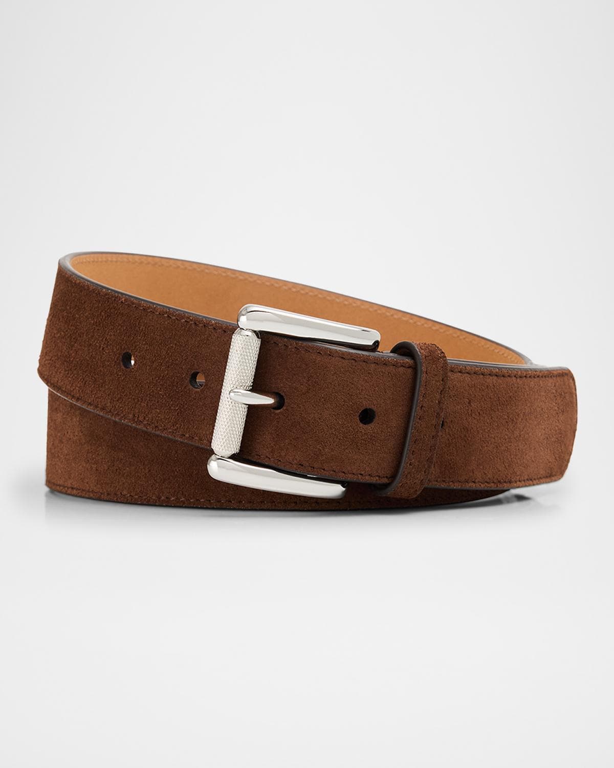 Ralph Lauren Purple Label Suede Roller-Buckle Belt · 34