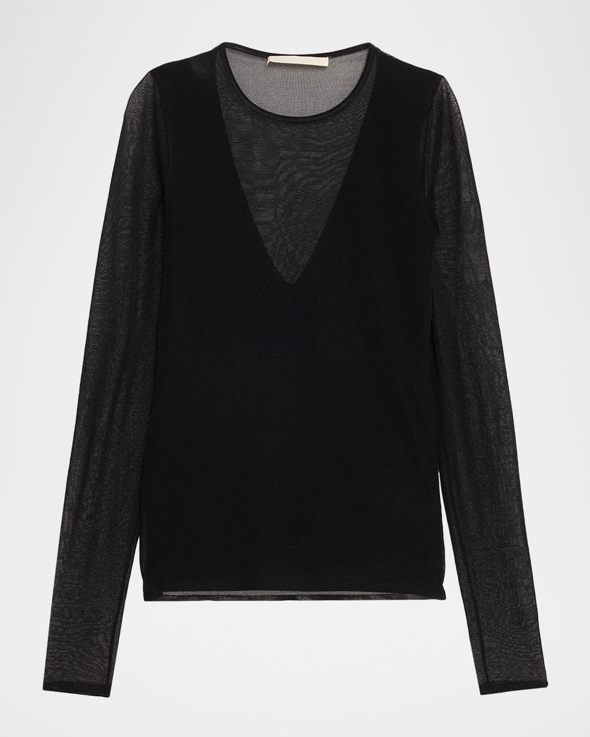 Jason Wu Collection V-Neck Long-Sleeve Sheer Knit Top