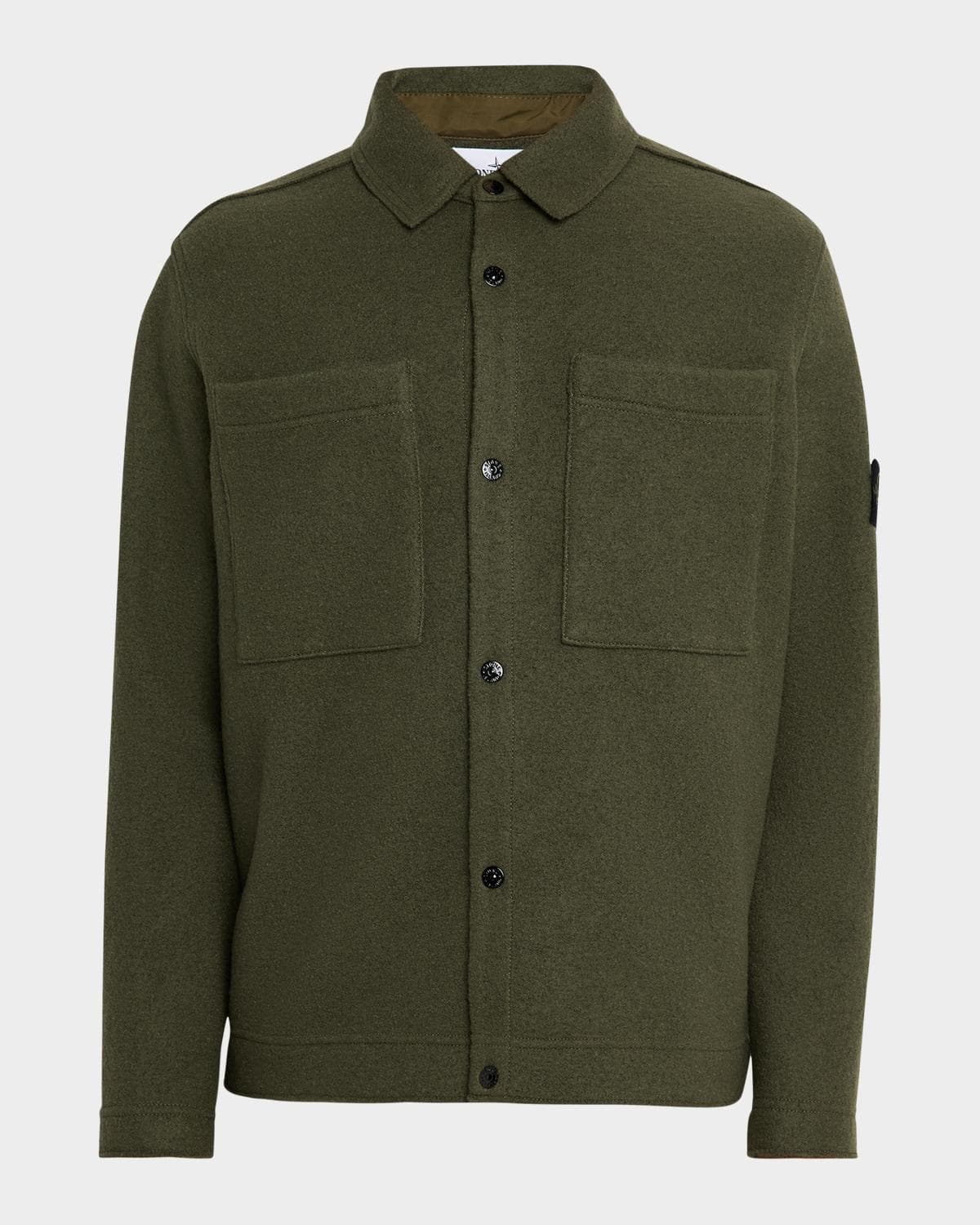 Stone Island Men's Wool Blend Snap Front Overshirt
