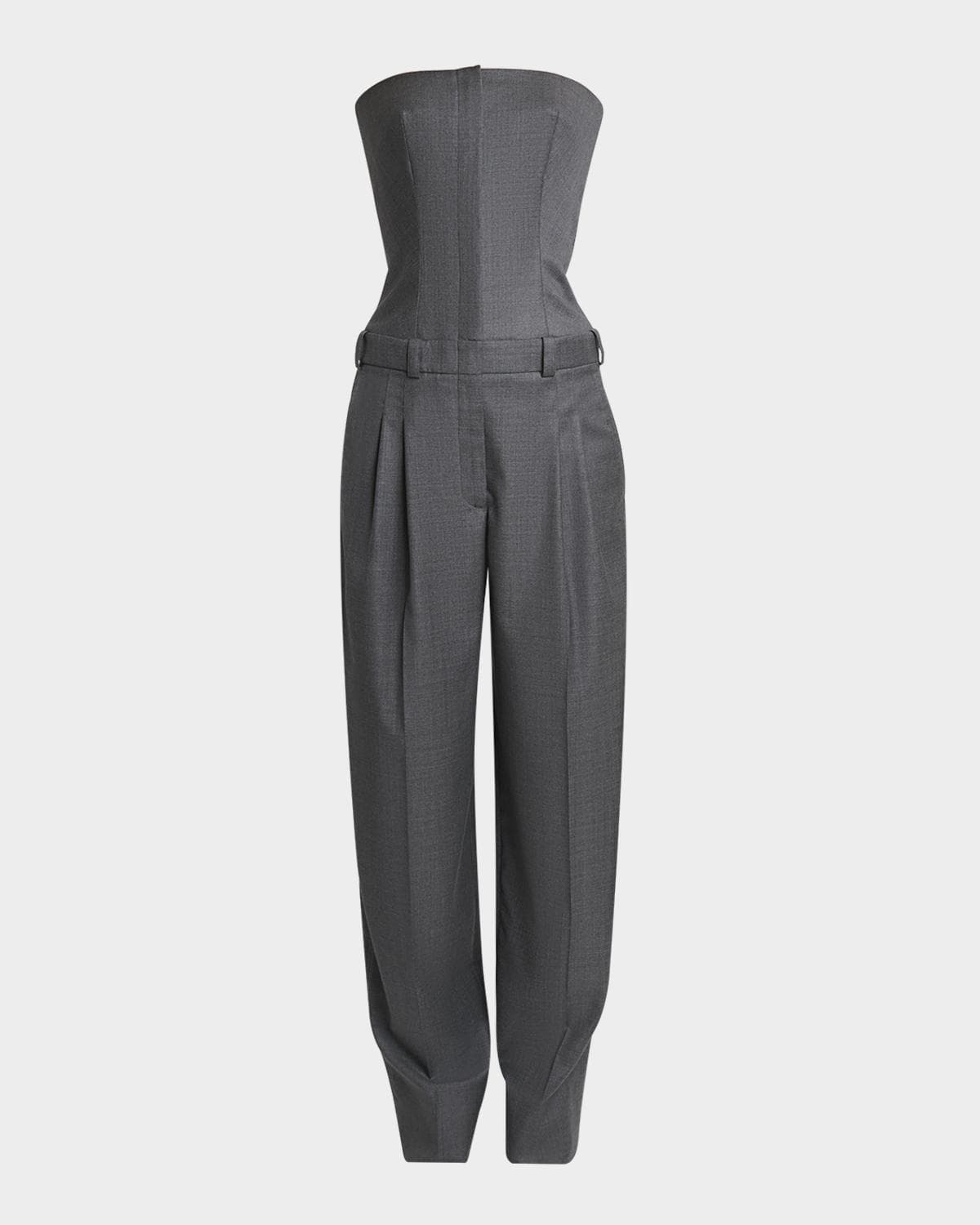 Givenchy Bustier Pleated Straight-Leg Jumpsuit