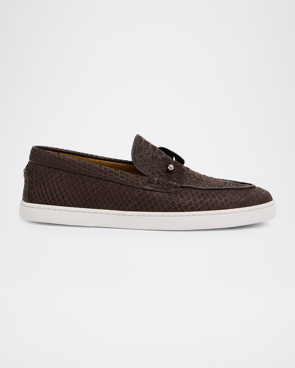 Christian Louboutin Men's Chambeliboat Python Collar-Pin Boat Shoes