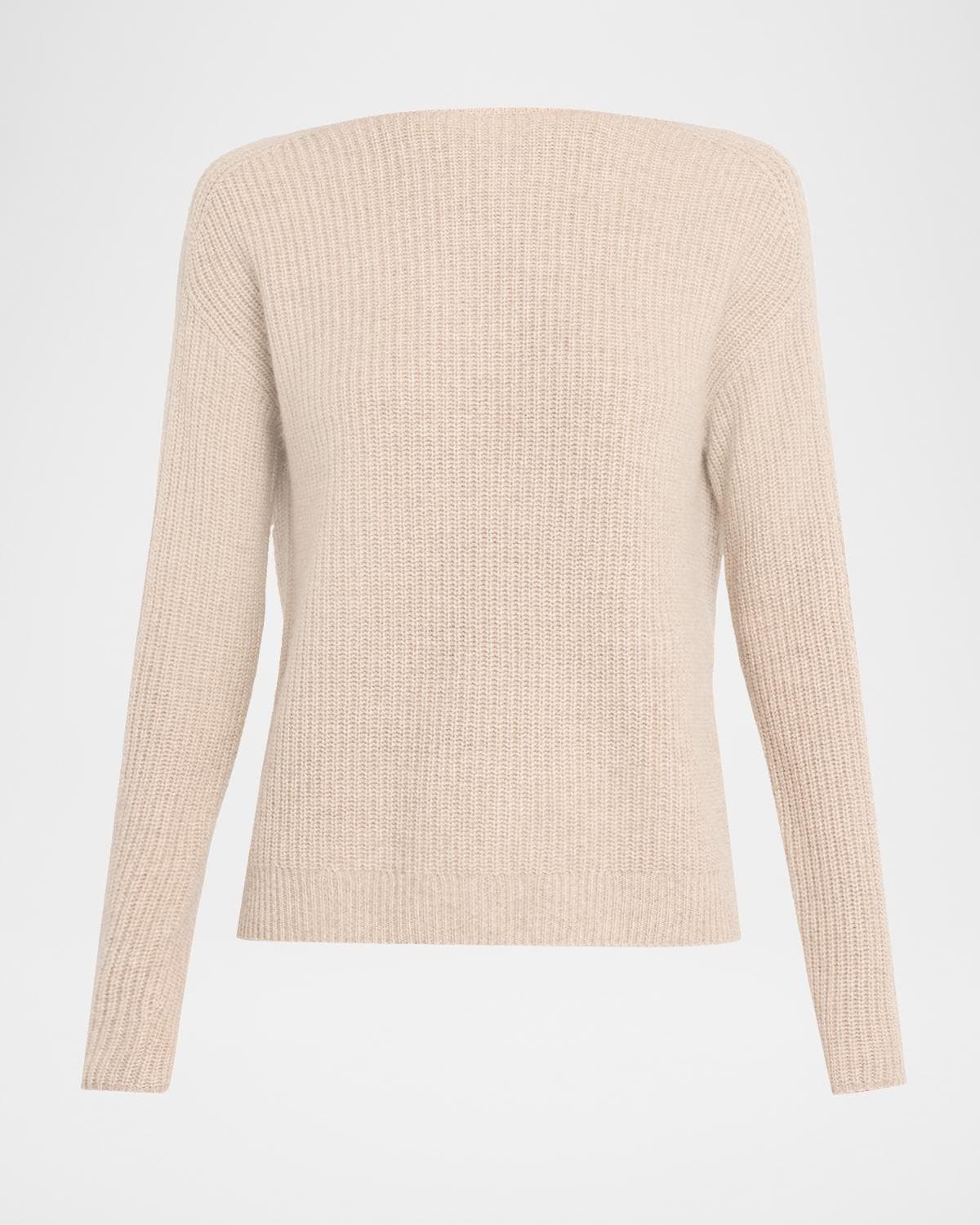 Neiman Marcus Cashmere Collection Cashmere Boat-Neck Shaker Rib Sweater