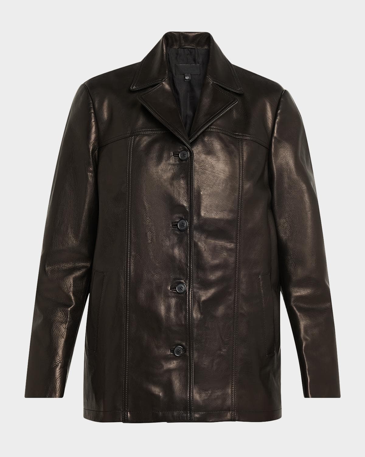 Nili Lotan Brett Leather Single-Breasted Blazer Jacket