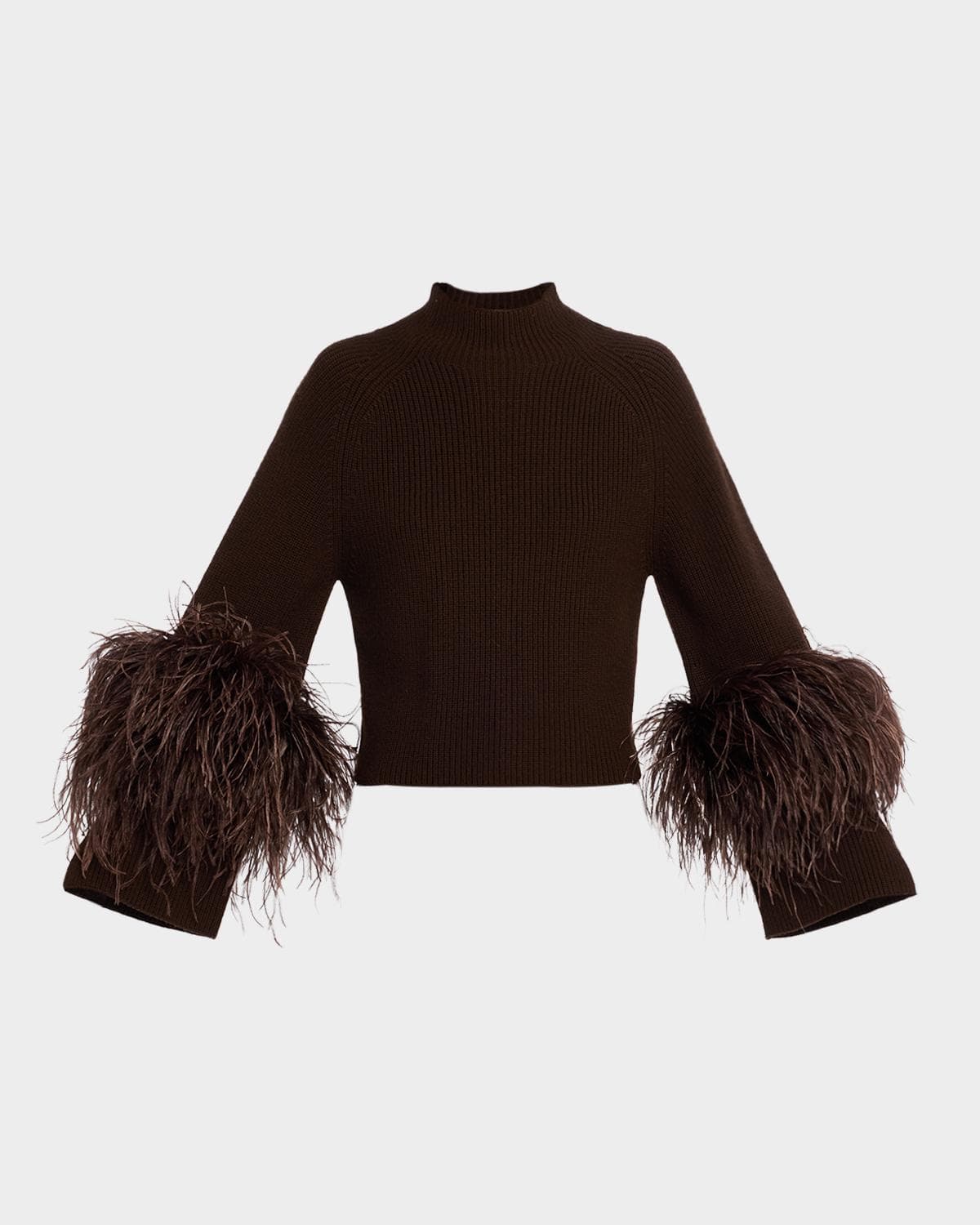LAPOINTE Mock-Neck Feather Merino Wool Sweater