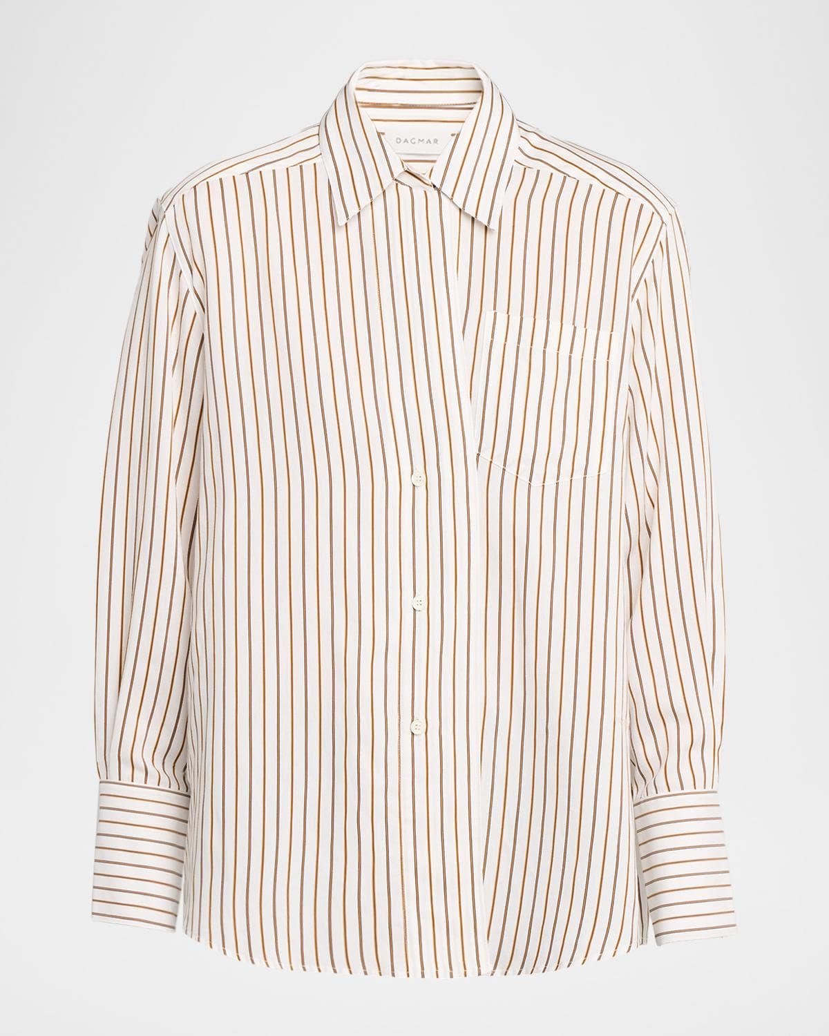 House of Dagmar Asymmetric Fluid Stripe Shirt