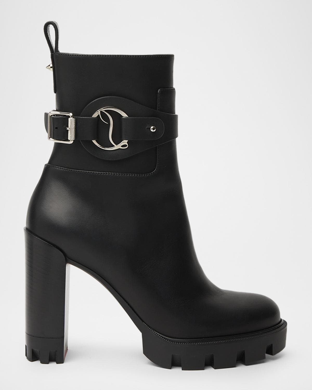 Christian Louboutin 100mm Dianouchett Leather Red Lug Sole Ankle Boots