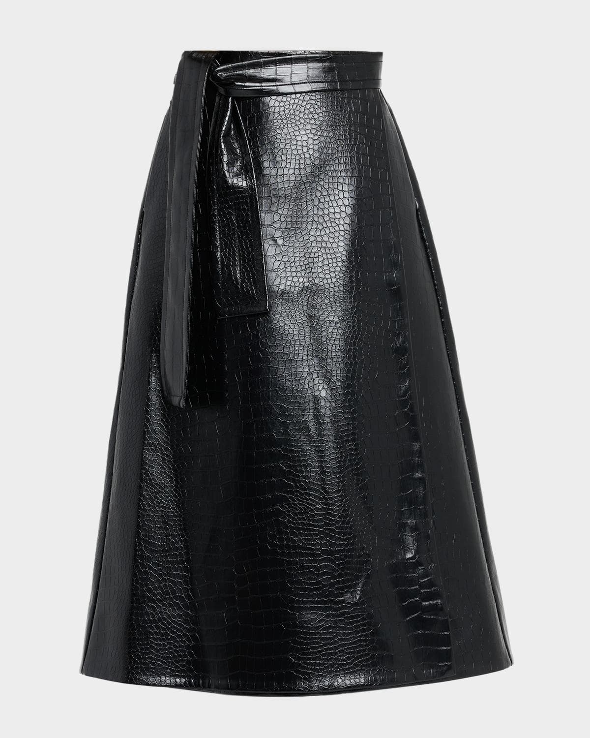 Toccin Beatrice Croc-Embossed Vegan Leather Wrap Skirt