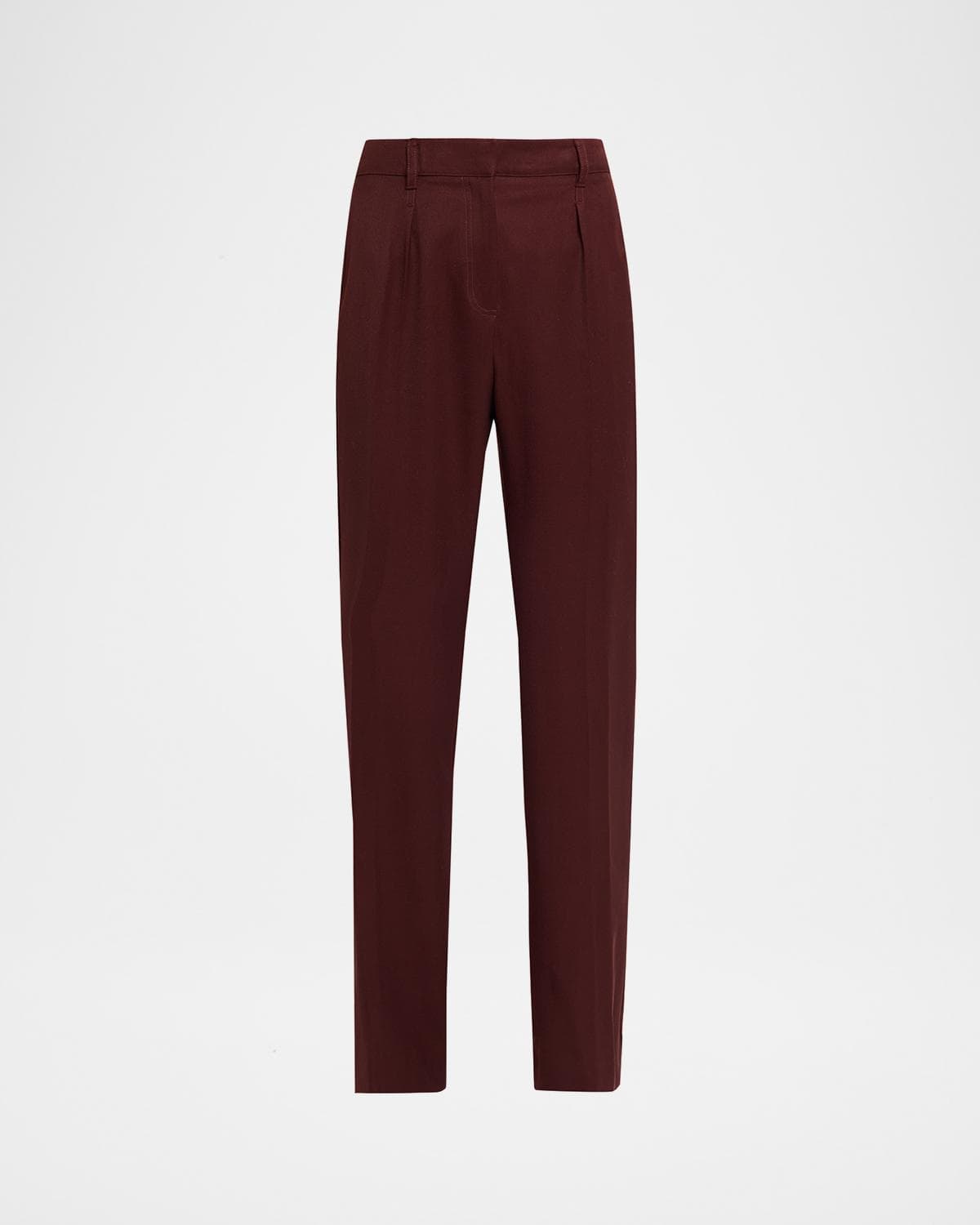 Max Mara Cannes Pleated Straight-Leg Wool Pants